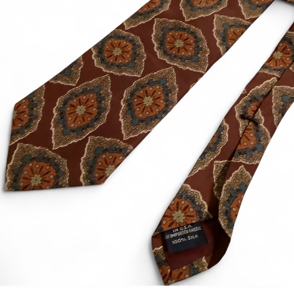 Lands End Direct Merchants Merlot Silk Hand Sewn in USA Neck Tie
